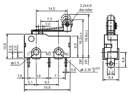 SM5-05N-115-G45 250v 3a микропереключатель RUICHI даташит схема