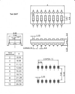 SWD 4-7 dip переключатель RUICHI даташит схема