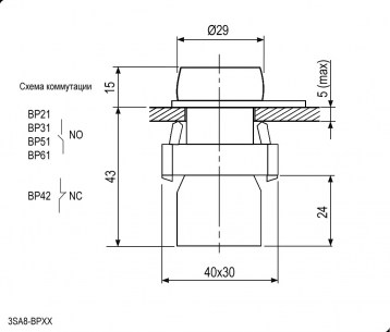 3SA8-BP42 переключатель кнопочный RUICHI даташит схема