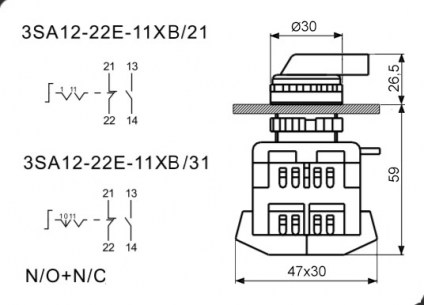 3SA12-22E-11XB/31 переключатель поворотный RUICHI даташит схема