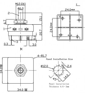 RT-18-4P On-Off 1/2A галетный переключатель RUICHI даташит схема