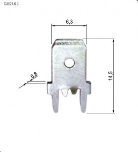 DJ621-6.3 клеммы ножевые на плату RUICHI даташит схема