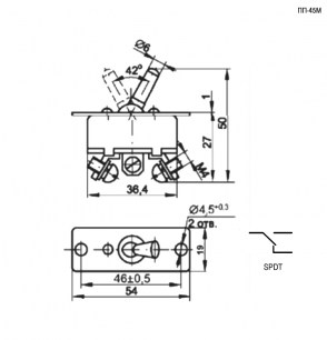 ПП-45М 35а/27в (аналог) тумблер RUICHI даташит схема