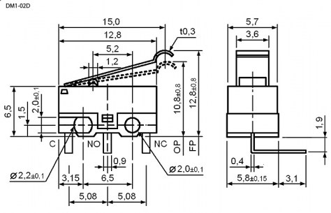 DM1-02D-30G-G микропереключатель RUICHI даташит схема