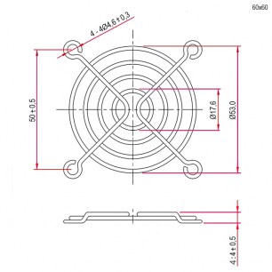 Решетка 60x60mm решетки для вентиляторов RUICHI схема фото