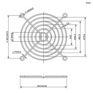 Решетка 92x92mm решетки для вентиляторов RUICHI схема фото