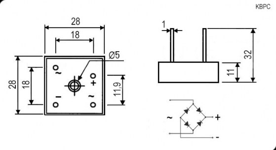KBPC5012W 50A 1200V диодный мост  даташит схема