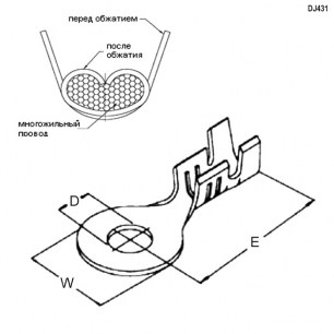 DJ431-12B-C клеммы тип *o* неизолированные RUICHI схема фото