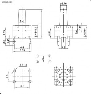 WS88125-250AH тактовая кнопка с защитой RUICHI схема фото