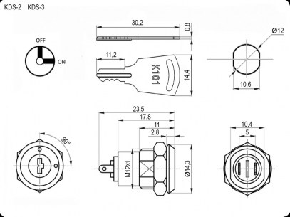 KDS-2 on-off выключатель с ключом RUICHI даташит схема