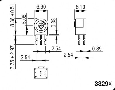 3329X 500R (СП3-19Б) подстроечный резистор RUICHI даташит схема