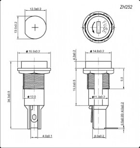 ZH252 for 5х20 держатель предохранителя RUICHI даташит схема