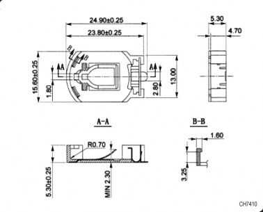 CH7410-2032 батарейный отсек RUICHI даташит схема