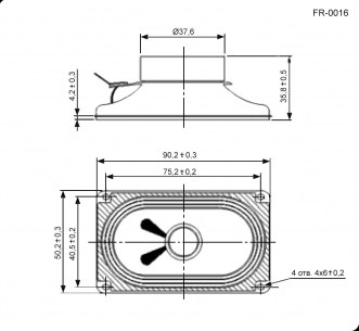 FR-0016 4ohm 3W динамики RUICHI даташит схема