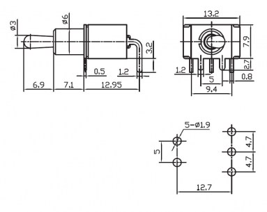 MTS-102-C3-1 on-on микротумблер RUICHI даташит схема