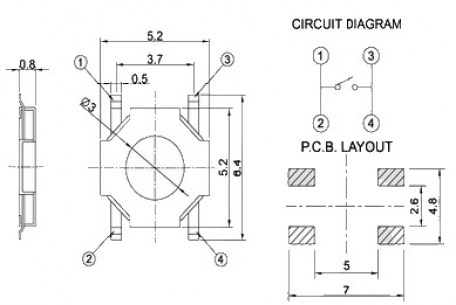 IT-1187N (5x5x0.8) тактовая кнопка RUICHI даташит схема