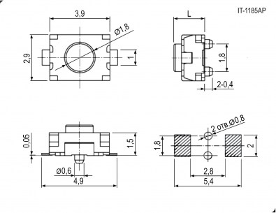 IT-1185AP (5x3x2) тактовая кнопка RUICHI даташит схема