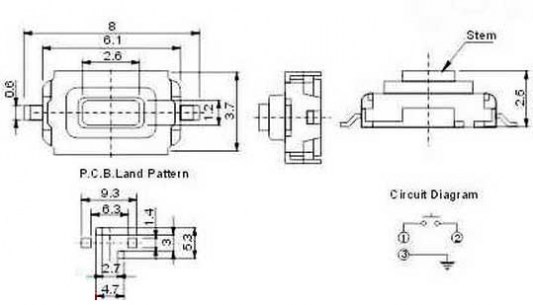 IT-1181A W=0.6mm (6x3x2.5) тактовая кнопка RUICHI даташит схема