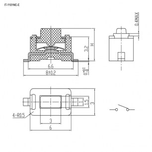 IT-1101NE-E (6x3x4.3) тактовая кнопка RUICHI даташит схема