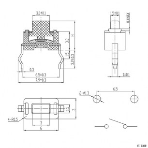 IT-0350 (6x3x5) тактовая кнопка RUICHI даташит схема