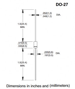 1N5402 (3A 200V) DO-27 диод выпрямительный MIC даташит схема