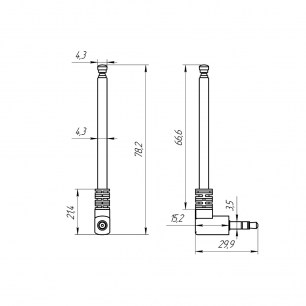 AST-1 D4.3mm S4 80-230mm антенны телескопические RUICHI схема фото