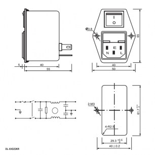 DL-1DZ2KR 1A. 250V сетевые фильтры RUICHI даташит схема