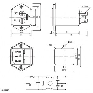 DL-10DZ2R 10A. 250V сетевые фильтры RUICHI даташит схема