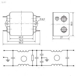 DL-8T1 8A. 250V сетевые фильтры RUICHI даташит схема