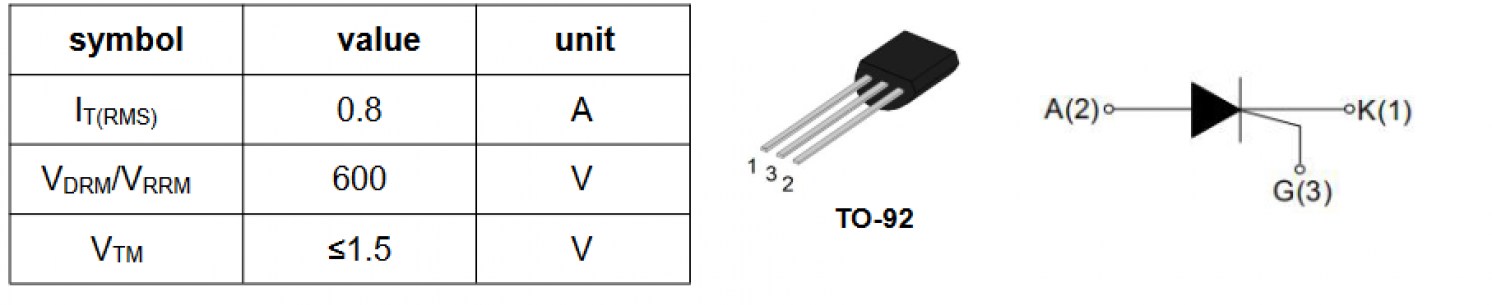 BT169D тиристор низковольтный WEIDA даташит схема