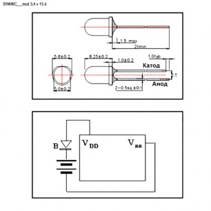 5RWWC 18000mcd 6500K 3,4v 15d светодиоды RUICHI схема фото