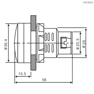 AD16-30D/S R 220V AC светодиоды в корпусе RUICHI даташит схема