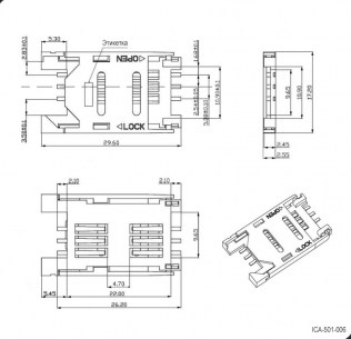 ICA-501-006 (KSI-06211-AP) 6PI держатели sim и карт памяти RUICHI даташит схема