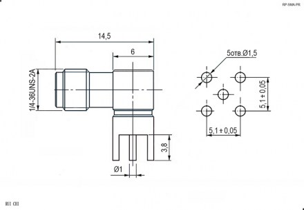 RP-SMA-PR высокочастотные разъемы RUICHI даташит схема