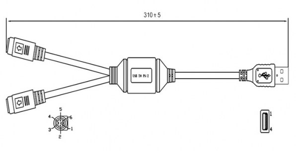 ML-A-040 (USB to PS/2) переходные разъемы RUICHI даташит схема