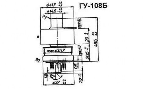 ГУ-108Б (200*г) генераторные лампы  даташит схема