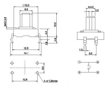 TS-1103 тактовая кнопка RUICHI даташит схема