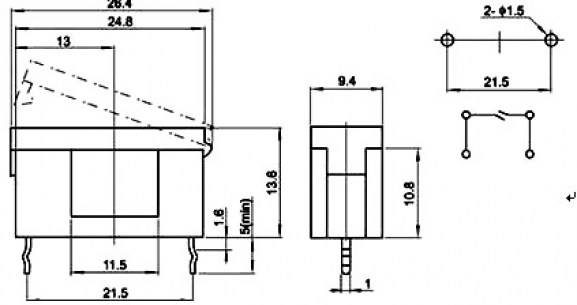 BLX-A (5x20 6A 250V) держатель предохранителя RUICHI даташит схема