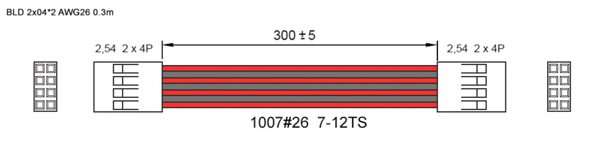 BLD 2x04 *2 AWG26 0.3m межплатные кабели питания RUICHI даташит схема