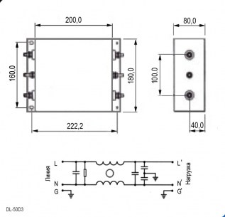 DL-50D3 сетевые фильтры RUICHI даташит схема