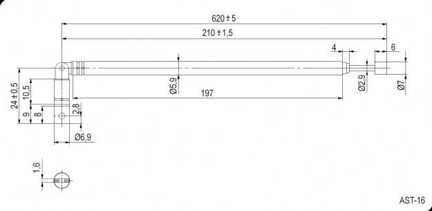AST-16 D6mm S4 210-620mm антенны телескопические RUICHI даташит схема