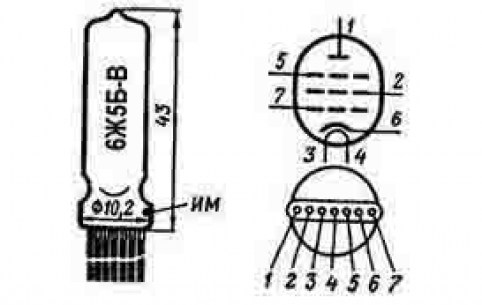 6Ж5Б-В радиолампы  схема фото