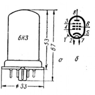 6К3 радиолампы  даташит схема