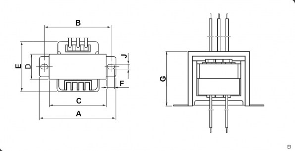 EI75*35 220v to 2x12v 50W трансформатор RUICHI даташит схема