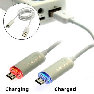 USB to MicroUSB Red/Blue LED cheker шнуры для мобильных устройств