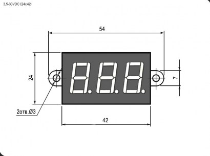 3.5-30VDC red IP68 (24x42mm ) вольтметр RUICHI даташит схема