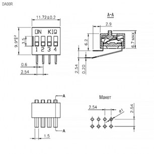 DA04R dip переключатель RUICHI даташит схема