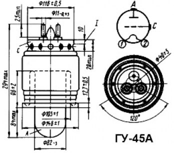 ГУ-45А генераторные лампы  даташит схема