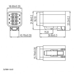 DJ7061-1.8-21 (18AWG 200mm) автомобильный соединитель RUICHI даташит схема