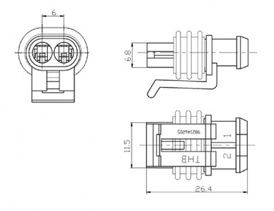 DJ7021-1.5-21 (18AWG 200mm) автомобильный соединитель RUICHI даташит схема